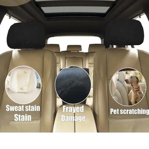 2 Piece Black Headrest Protectors Covers